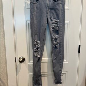 American Eagle Outfitters Distressed Gray Skinny Jeans